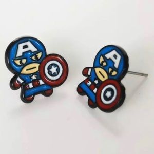 CAPTAIN AMERICA Metal Enamel Stud Earrings